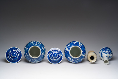 Four various Chinese blue and white vases, 19th C.