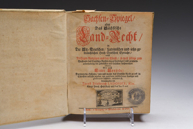 Jakob Friedrich Ludovici (1671-1723): 'Sachsen-Spiegel oder das S&auml;chsische Land-Recht', Halle, Waisenhaus, 1720