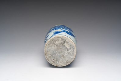 A Chinese blue and white sleeve 'water landscape' vase, 19th C.
