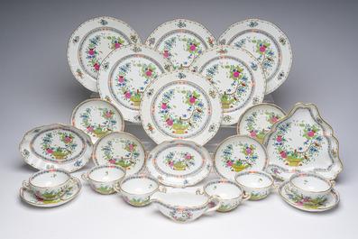 A large Hungarian Herend gilt and polychrome decorated porcelain set with floral design, 20th C.