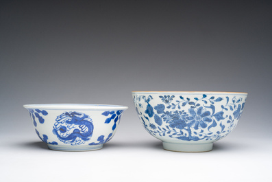 Two Chinese blue and white bowls, Kangxi and 19th C.
