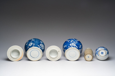 Four various Chinese blue and white vases, 19th C.