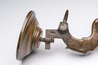 A bronze luster fragment mounted as a wall sconce, Germany or Flanders, 16th C. and later