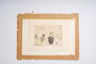James Ensor (1860-1949): Insectes singuliers, drypoint etching on Japanese paper, dated 1888
