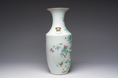 A Chinese famille rose vase with fine floral design, Hongxian mark, Republic