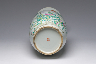 A Chinese famille rose vase with fine floral design, Hongxian mark, Republic