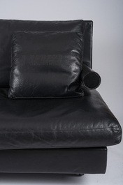 Antonio Citterio (1950): A black leather 'Baisity' sofa for B&amp;B Italia, 1980's