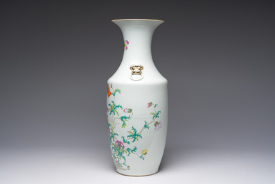 A Chinese famille rose vase with fine floral design, Hongxian mark, Republic