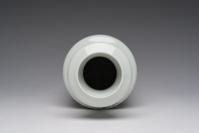 A Chinese famille rose vase with figures in a garden, Qianlong mark, Republic