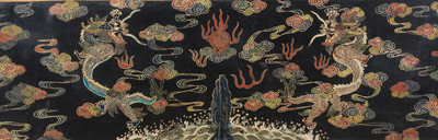 A Chinese five-piece red lacquer throne ensemble with dragons in imperial Qianlong style, 20th C.