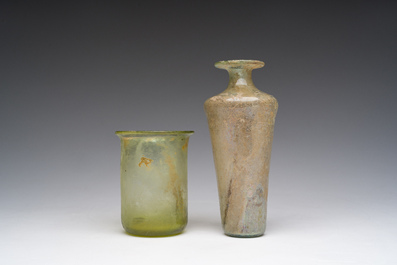 Drie Romeinse glazen flesjes, 1ste/4de eeuw