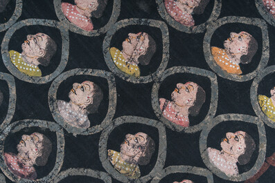 An Indian pichwai depicting Shreenathji (Krishna) surrounded by portraits of gopis, Nathdwara, Rajasthan, first quarter 20th C.