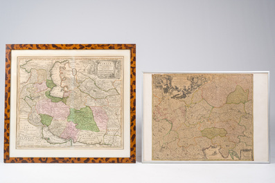 Two hand-coloured copper engravings relating to Austria and Persia and a manuscript letter, 17th/18th C.