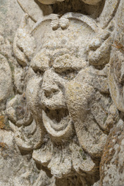 A pair of carved stone pedestals in the Neo-Renaissance style, 19th C.