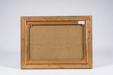 Henri Deglume (1865-1940): Besneeuwd boslandschap, olie op doek