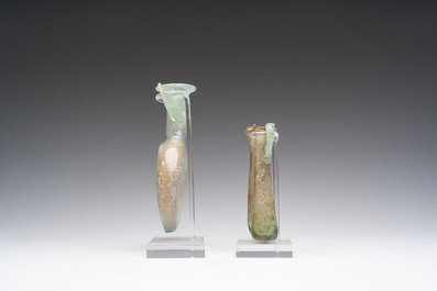 Two Roman glass flasks, 1st/4th C.