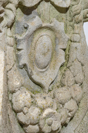 A pair of carved stone pedestals in the Neo-Renaissance style, 19th C.