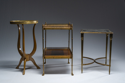 Three side tables in wood, gilt brass and mirror glass, France, 19th/20th C.