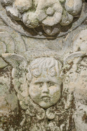 A pair of carved stone pedestals in the Neo-Renaissance style, 19th C.