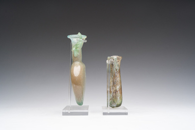 Two Roman glass flasks, 1st/4th C.