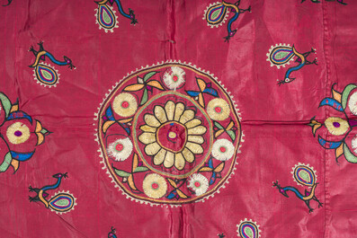 An Indian handwoven Patola style 'dupatta' and a ceremonial 'rumal' of the Ahir in Kathiawar, Gujarat, 20th C.