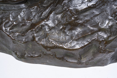 Jef Lambeaux (1852-1908): The wrestlers, brown patinated bronze, foundry mark 'G. Wins Fondeur Bruxelles'