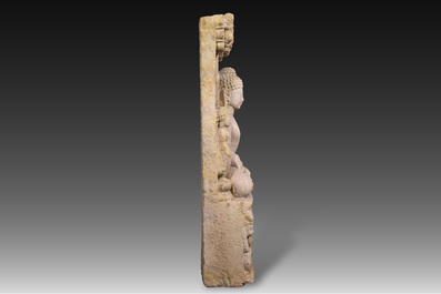 A fine Indian sandstone 'Buddha Shakyamuni' stele, probably Sarnath region, late Gupta period, 5th/6th C.