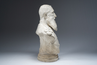 A patinated plaster bust of Leopold II, 19th/20th C.