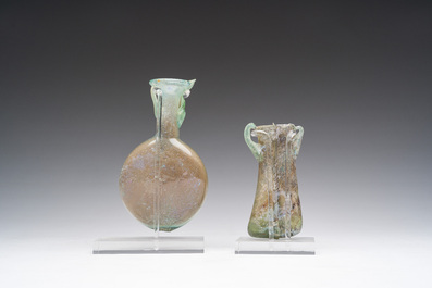 Two Roman glass flasks, 1st/4th C.