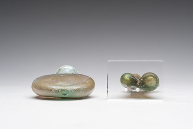 Two Roman glass flasks, 1st/4th C.