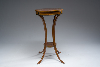 Jean-Joseph Chapuis (1765-1864): A brass inlaid wooden gueridon on four curved supports, first quarter 19th C.