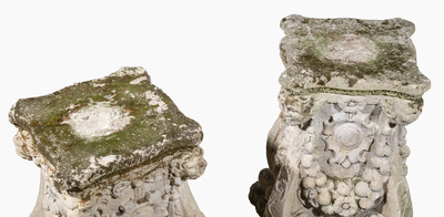 A pair of carved stone pedestals in the Neo-Renaissance style, 19th C.