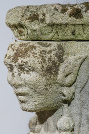A pair of carved stone pedestals in the Neo-Renaissance style, 19th C.