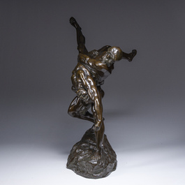 Jef Lambeaux (1852-1908): The wrestlers, brown patinated bronze, foundry mark 'G. Wins Fondeur Bruxelles'
