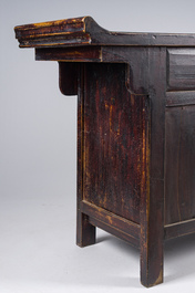 A Chinese brass mounted wooden sideboard, Shanxi, late Qing