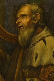 European school, follower of Peter Paul Rubens (1577-1640): King David playing the harp, oil on canvas, 19th C.