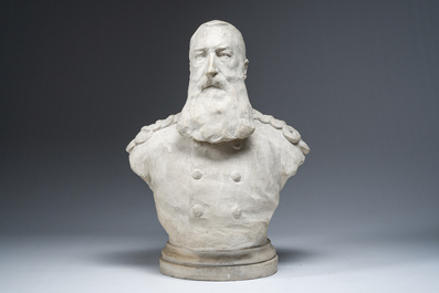 A patinated plaster bust of Leopold II, 19th/20th C.