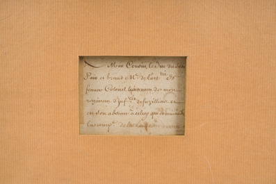 Two hand-coloured copper engravings relating to Austria and Persia and a manuscript letter, 17th/18th C.