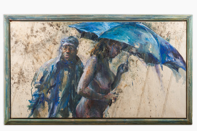 Sam Drukker (1957): 'Regen', oil on canvas, dated 1996