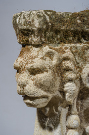 A pair of carved stone pedestals in the Neo-Renaissance style, 19th C.