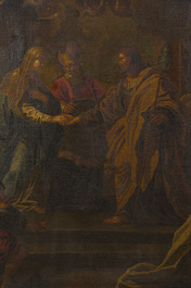 European school: The marriage of Mary and Joseph, oil on canvas, 17th C.