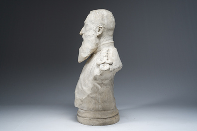 A patinated plaster bust of Leopold II, 19th/20th C.