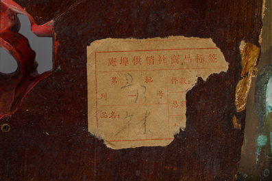 Two pairs of table lamps with South-Chinese reticulated gilt wooden carvings, 20th C.