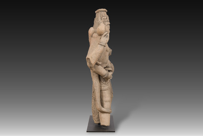 A large and fine Indian sandstone group of a Mithuna couple, probably Madhya Pradesh, Chandela period, 10th/12th C.