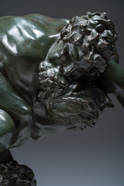 Jef Lambeaux (1852-1908): The wrestlers, green patinated bronze