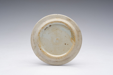 Five Chinese blue and white jars and vases with floral design and figures in a landscape, 19th/20th C.