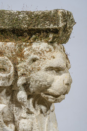 A pair of carved stone pedestals in the Neo-Renaissance style, 19th C.