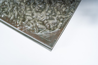 Jef Lambeaux (1852-1908): The wrestlers, green patinated bronze