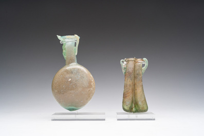 Two Roman glass flasks, 1st/4th C.