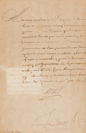 Two hand-coloured copper engravings relating to Austria and Persia and a manuscript letter, 17th/18th C.